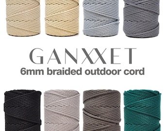 6mm braided outdoor ganxxet macrame cord • 100 meters • 8 colours • high quality recycled polypropylene • fibre art, diy + craft supplies