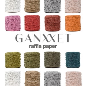 natural raffia paper • 13 colours • 250 meters • recycled paper with cellulose • ganxxet, fibre art, macrame, boho, diy + crafting supplies