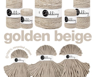 golden beige bobbiny autumn-winter collection • 5, 10, 25, 50, 100 meter • premium recycled cotton • fibre art, macrame, diy, craft supplies