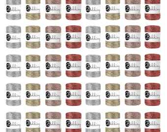 3mm Single Metallic Makramee Kordel • 5, 10, 25 + 50 Meter Längen • 4 Unikatfarben • hochwertige recycelte Baumwolle • fester Versand