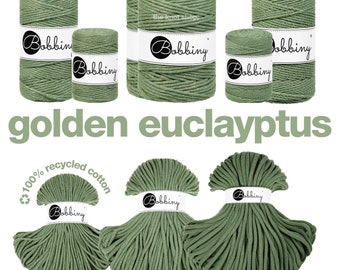 golden eucalyptus bobbiny autumn-winter collection • 5, 10, 25, 50, 100 meter • premium recycled cotton • fibre art, macrame, craft supplies