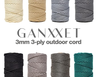 3 mm 3-fädige Outdoor Makramee Schnur • 8 Farben • 100 Meter • hochwertiges recyceltes Polypropylen • ganxxet, Fiber Art, Makramee, DIY, Bastelbedarf