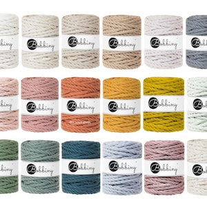 9mm 3-ply macrame cord • 18 colours • 30 meters • premium, chunky, soft 100% recycled cotton • fibre art, macrame, diy + craft supplies