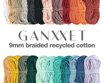 9 mm geflochtene Makramee Schnur • 23 Farben • 50 Meter • hochwertige langlebige recycelte Baumwolle • ganxxet, Fiber Art, Makramee, DIY + Bastelbedarf