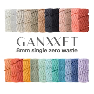 8mm single macrame cord • 17 colours • 100 meters • zero waste soft recycled cotton • ganxxet, fibre art, macrame, diy + craft supplies