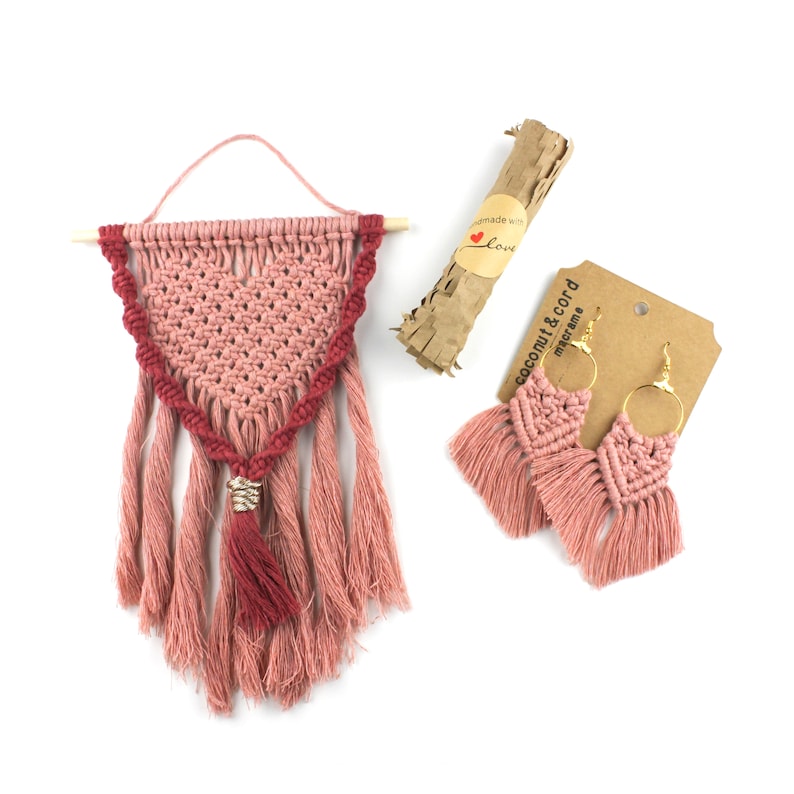 colours \u2022 gift wrap included necklace \u2022 customize your set fast flat rate shipping earrings macrame gift set /'the lover/' \u2022 wall hanging