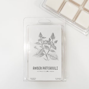 6 oz Amber Patchouli Soy Wax Melts | Citrus | Clove | Musk