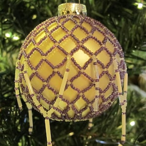 Tree Ornament in White and Purple