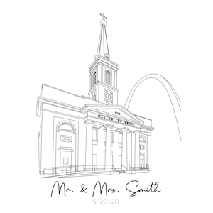 Custom Old Cathedral, Basilica of Saint Louis King of France Illustration Wedding Gift