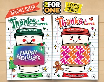 Christmas Coffee Gift Card Holder, Thanks a Latte (Digital Download)