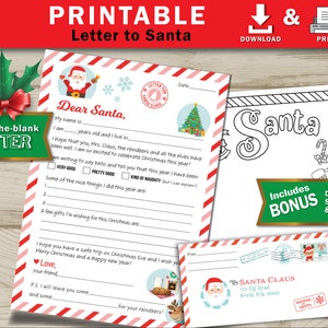 Druckbarer Brief an den Weihnachtsmann, Kinderbrief an den Weihnachtsmann, Kinderurlaubsfarbe, Weihnachtsmann, Rosa, Kinderweihnachtsbrief, Füllen Sie die Lücke aus