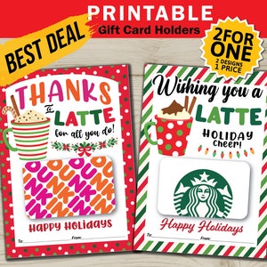 Porta-cartão-presente de Natal para impressão, digital, download instantâneo, porta-cartão-presente de café, Dunkin, Starbucks, Target, presentes para professores