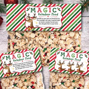Reindeer Food Treat Bag Topper Printable, Reindeer Food Label, Instant Download, Holiday favors, Christmas Party Favors, Classroom Favors,