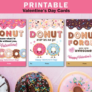 PRINTABLE Donut Valentines Cards, INSTANT DOWNLOAD, Classroom Exchange Valentines, School Valentines Cards, Donuts