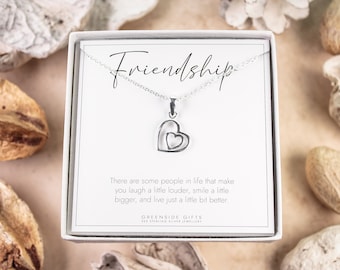 Friendship Necklace | 925 Sterling Silver | Solid Jewellery | Infinity Heart | Personalised Custom Gift for Her | Pendant | Birthday Friend