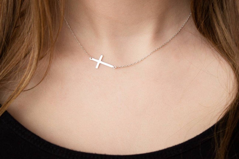 Sideways Cross Necklace for Women Cross Necklace Silver Etsy UK