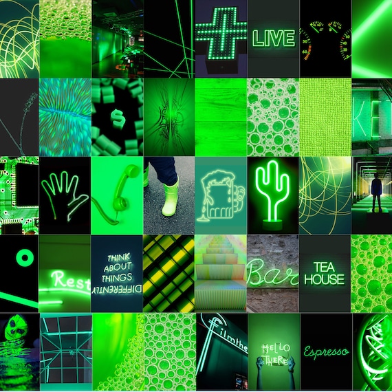 Neon Green Wall Collage 50 photos Room Aesthetic Wall | Etsy