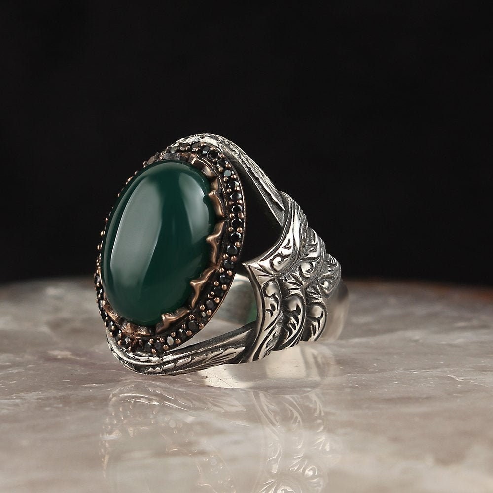Green Agate Ring Sterling Silver Handmade Silver Ring Etsy UK