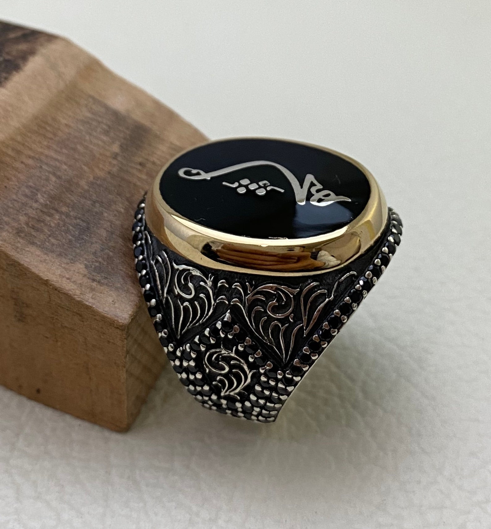 İslamic Mens Ring Handmade Silver Ring İslamic Stone Ring Etsy