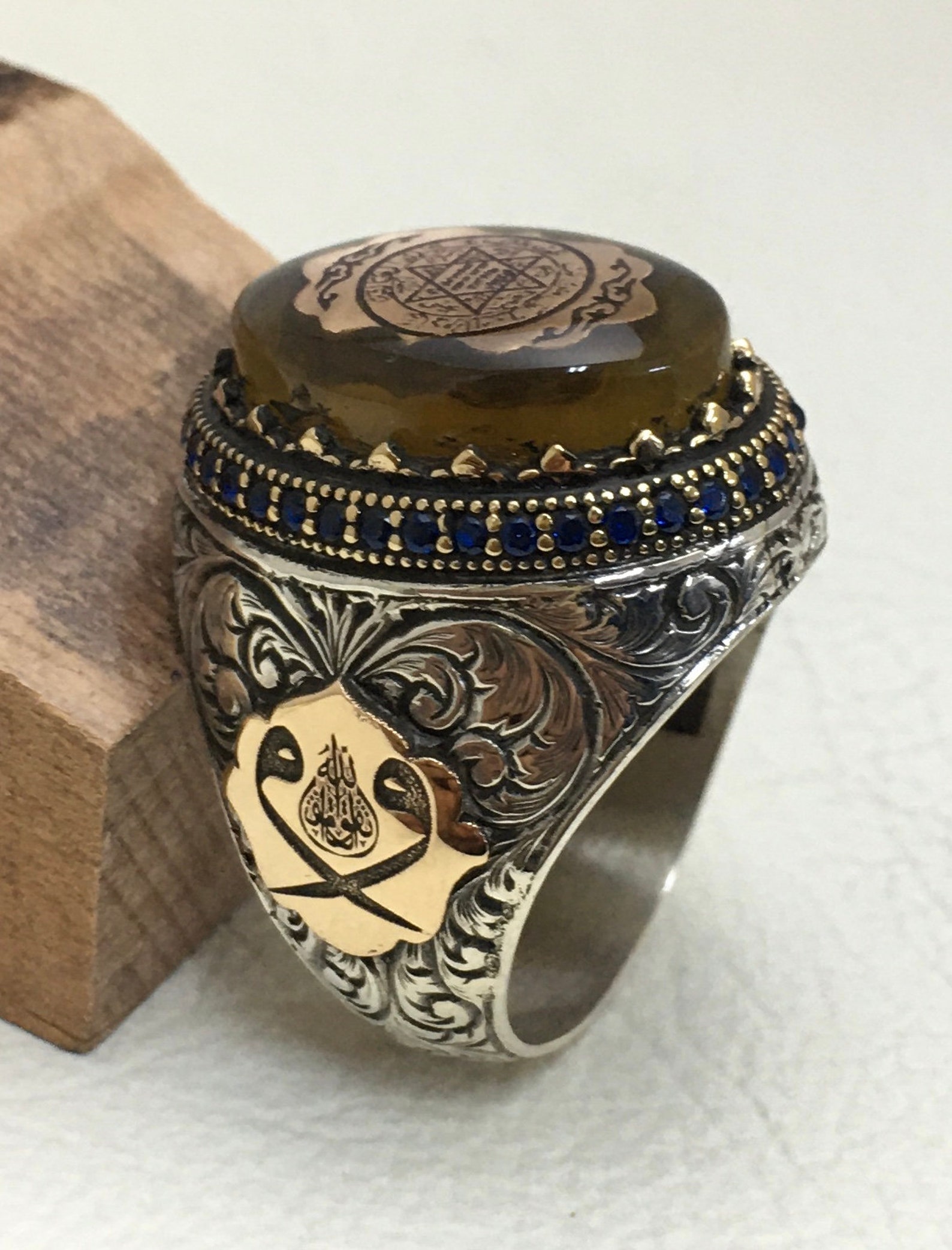 İslamic Mens Ring Handmade Silver Ring İslamic Stone Ring Etsy UK