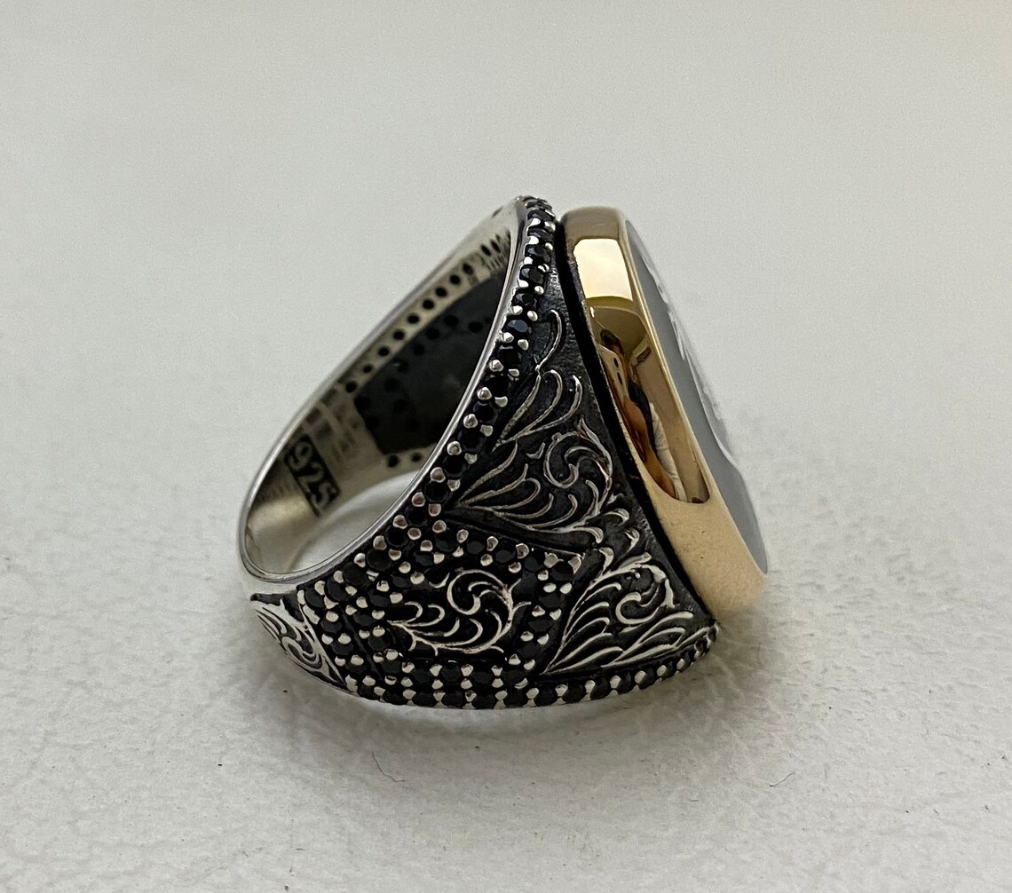 İslamic Mens Ring Handmade Silver Ring İslamic Stone Ring Etsy