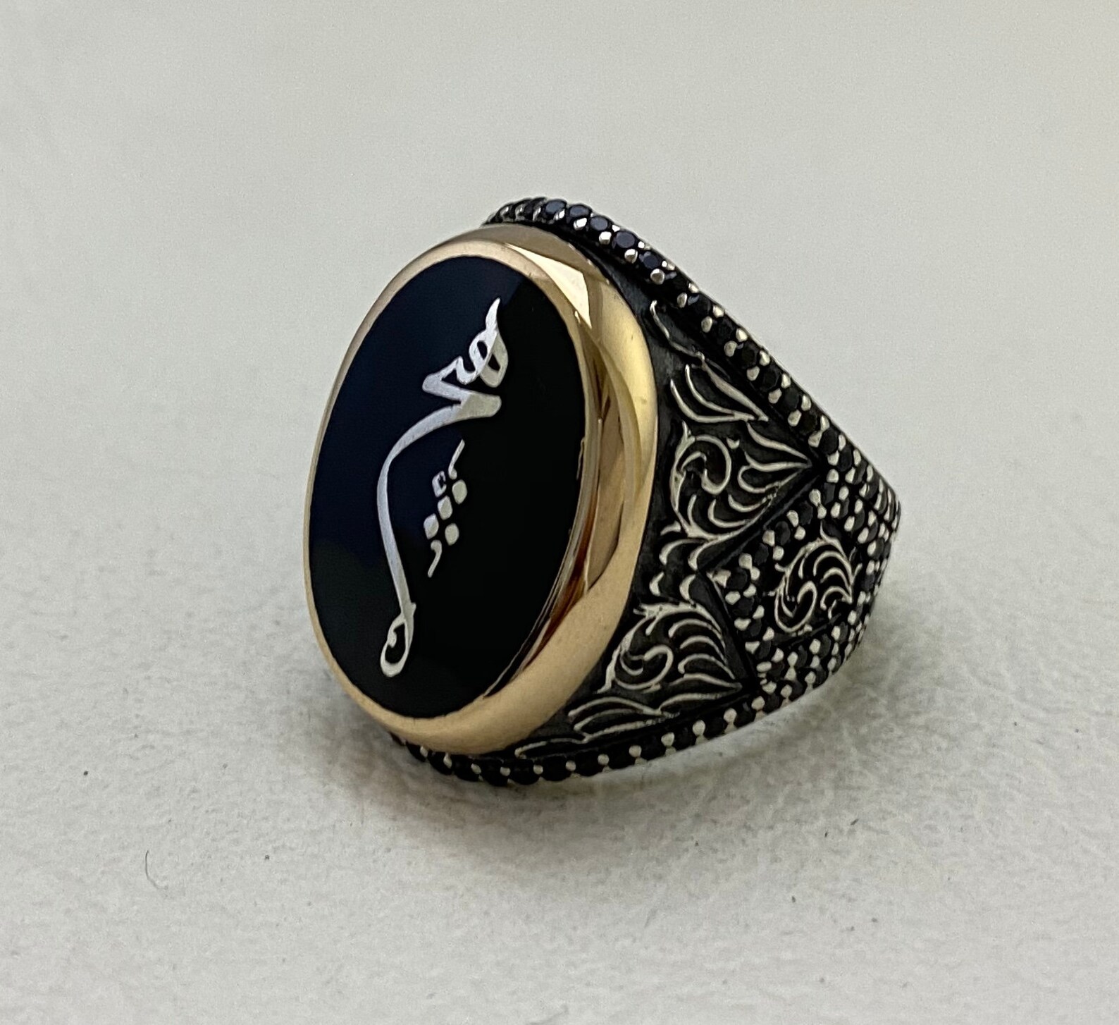 İslamic Mens Ring Handmade Silver Ring İslamic Stone Ring Etsy