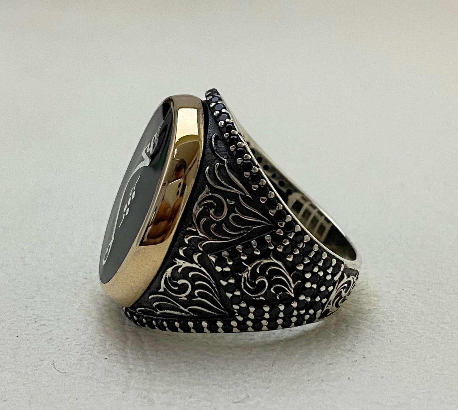 İslamic Mens Ring Handmade Silver Ring İslamic Stone Ring Etsy