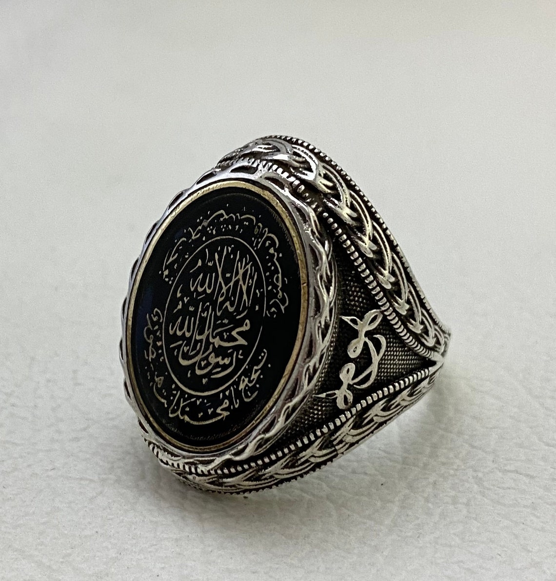 İslamic Mens Ring Handmade Silver Ring İslamic Stone Ring Etsy