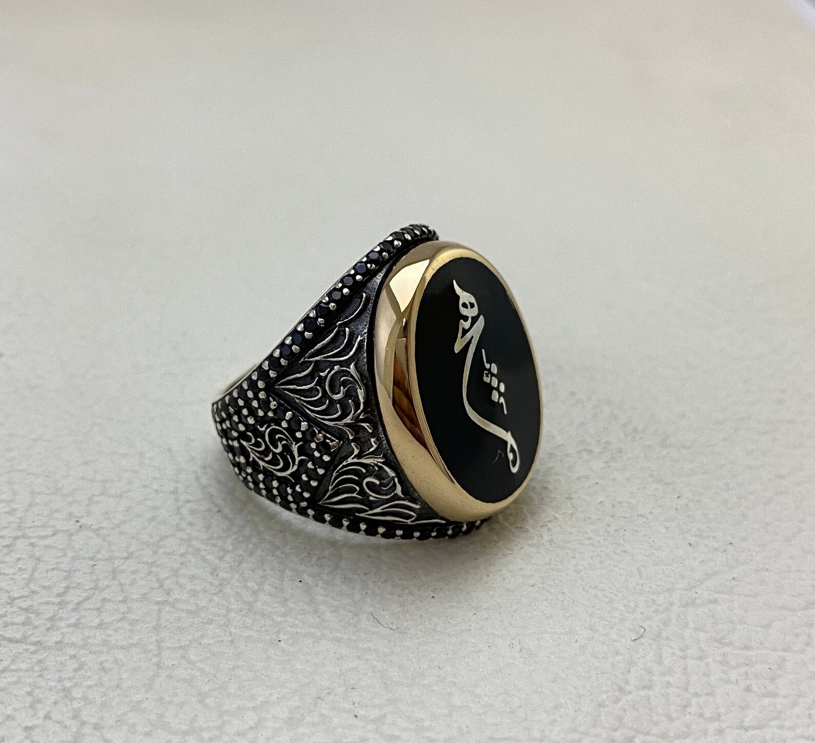 İslamic Mens Ring Handmade Silver Ring İslamic Stone Ring Etsy