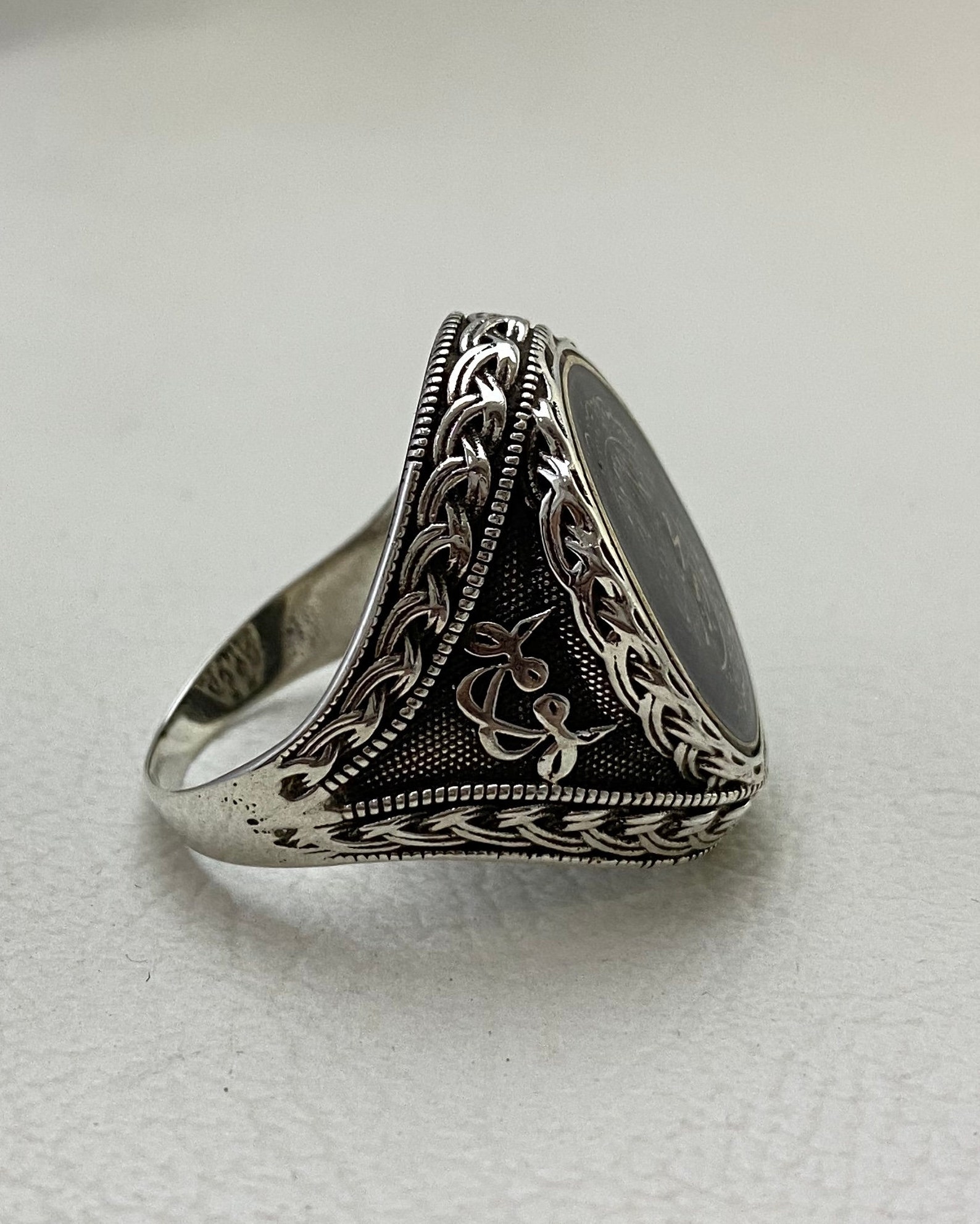 İslamic Mens Ring Handmade Silver Ring İslamic Stone Ring Etsy
