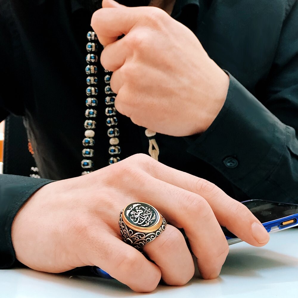 İslamic Mens Ring Handmade Silver Ring İslamic Arabic Etsy