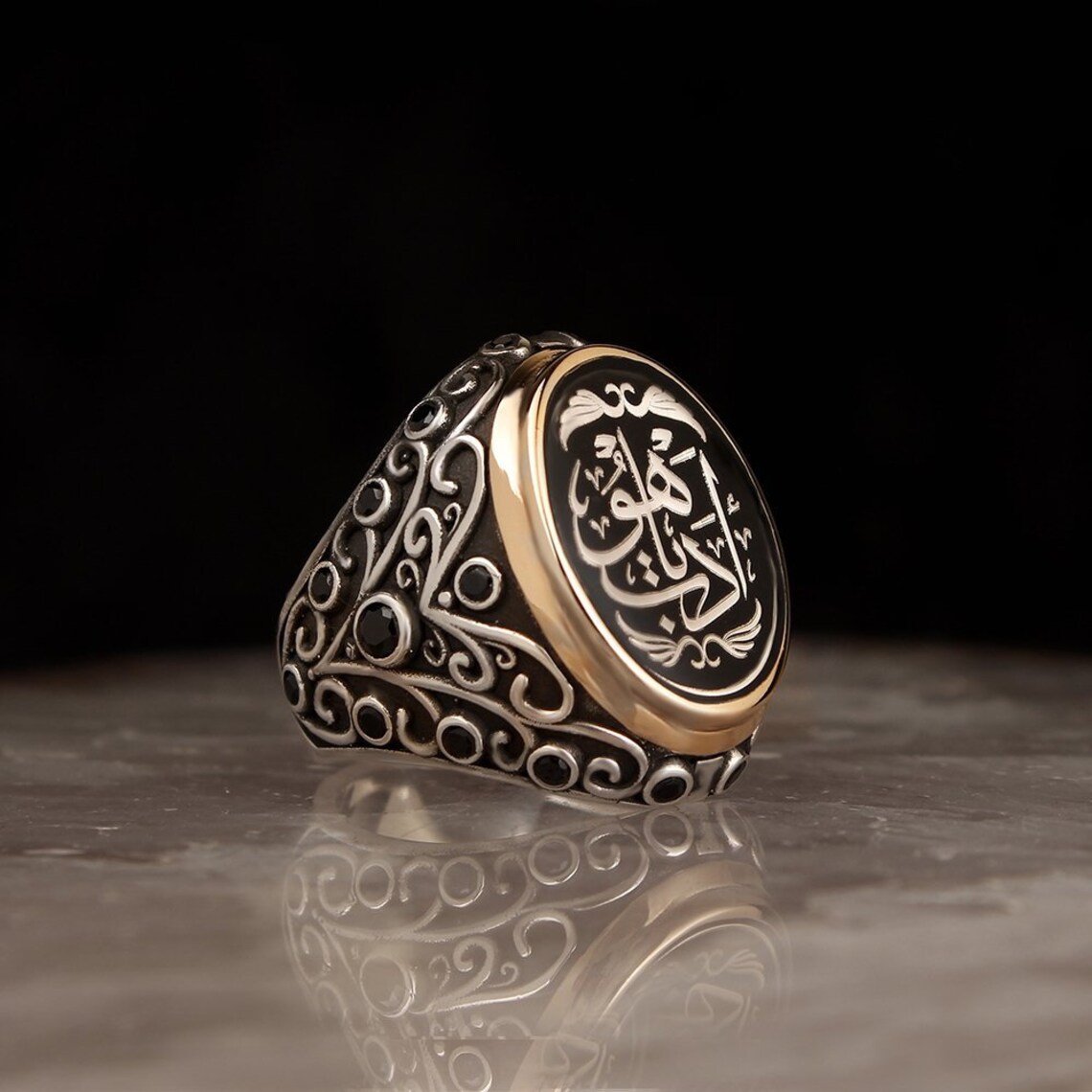 İslamic Mens Ring Handmade Silver Ring İslamic Arabic Etsy