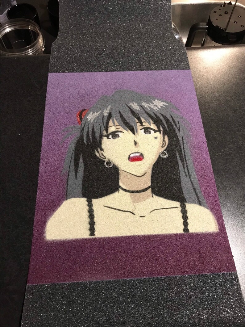 Goth Asuka Custom Painted Anime Grip Tape Evangelion Etsy