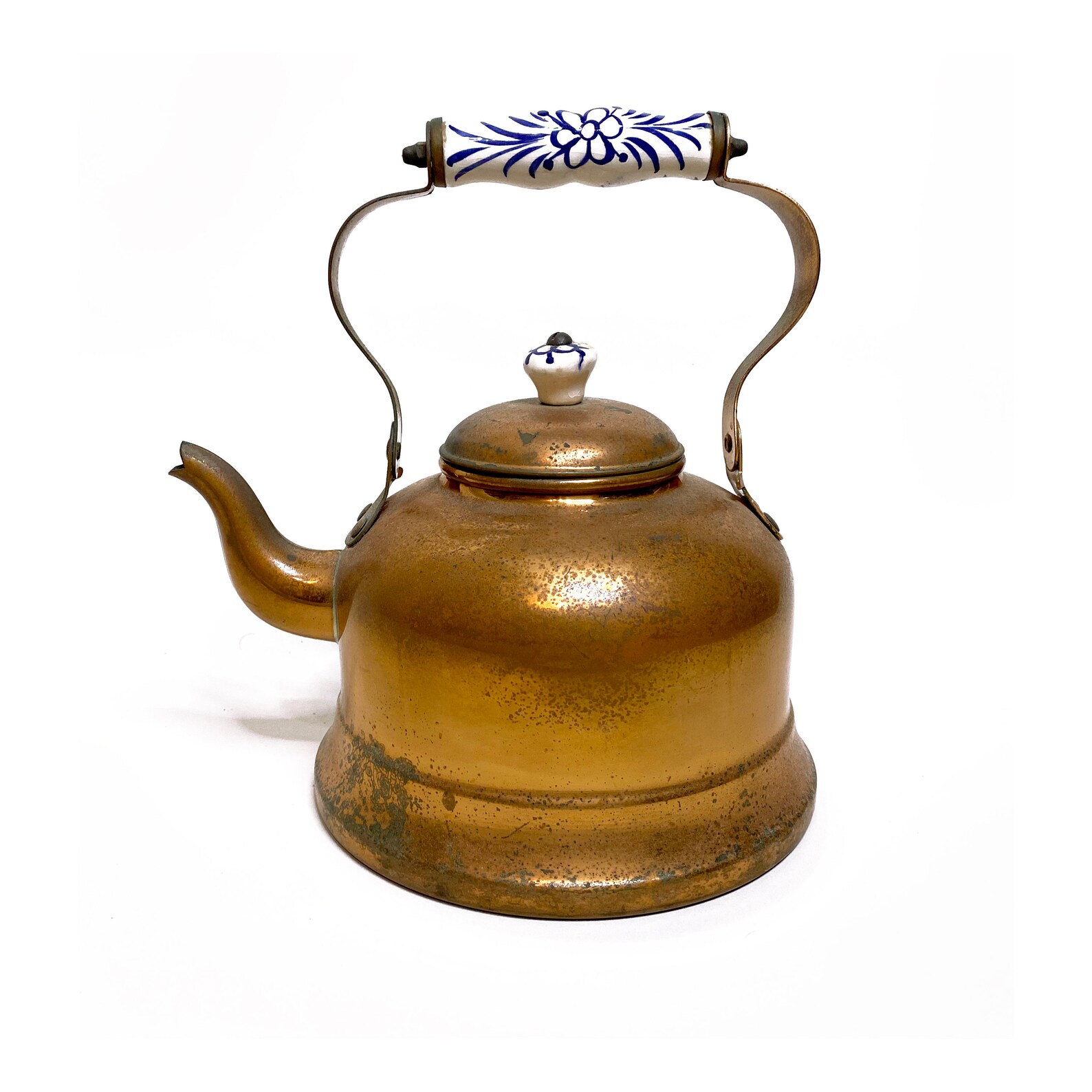 Vintage Bright Copper Kettle with Porcelain Handle Etsy