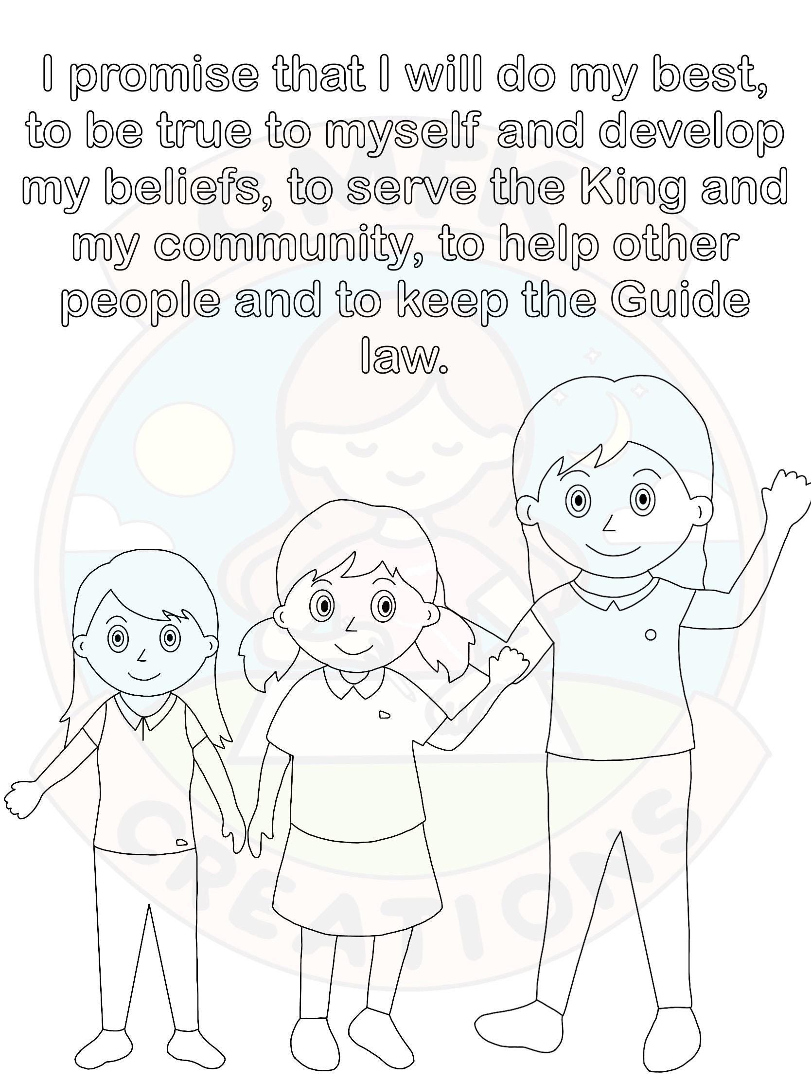 Sign Guide Promise Girlguiding Promise Colouring in Print (digital Download) - Etsy Australia