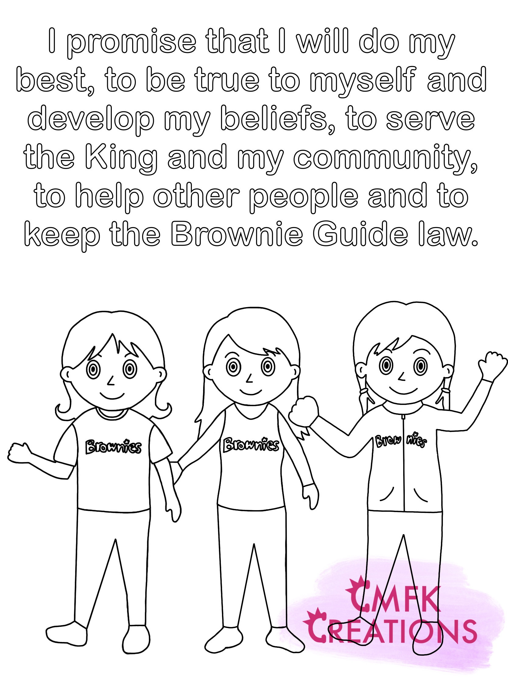 Girlguiding Brownies Promise Colouring in Print digital Download Etsy