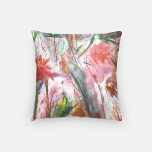 August | Flowers, Bugs, Seeds and Fruit Acrylic Painting | Premium Pillow