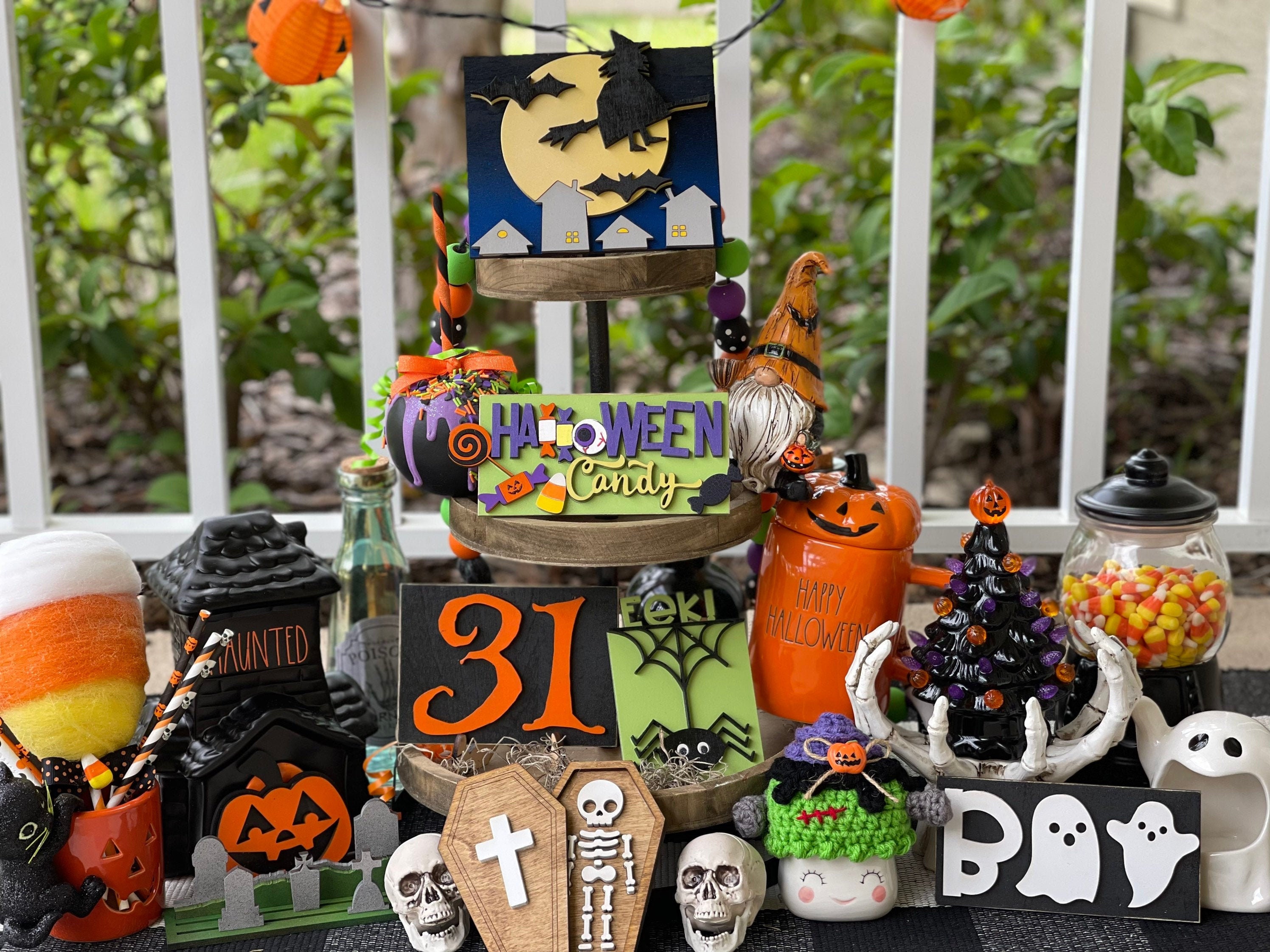 Halloween tier tray decor, ghosts, grave yard, 31, witch tier tray de…