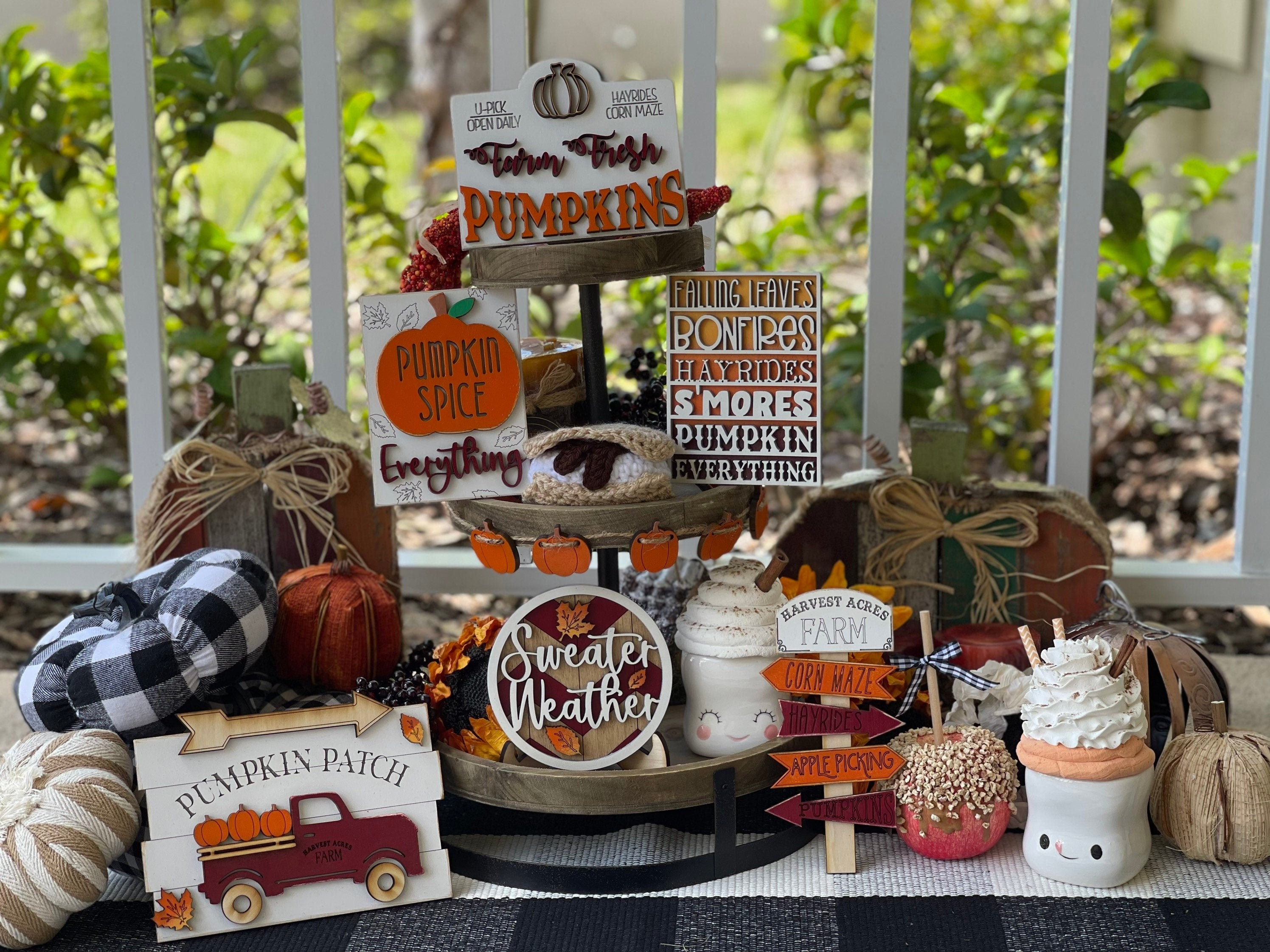 Fall Tier Tray decor, Thanksgiving tier tray decor, Fall signs for Ti…