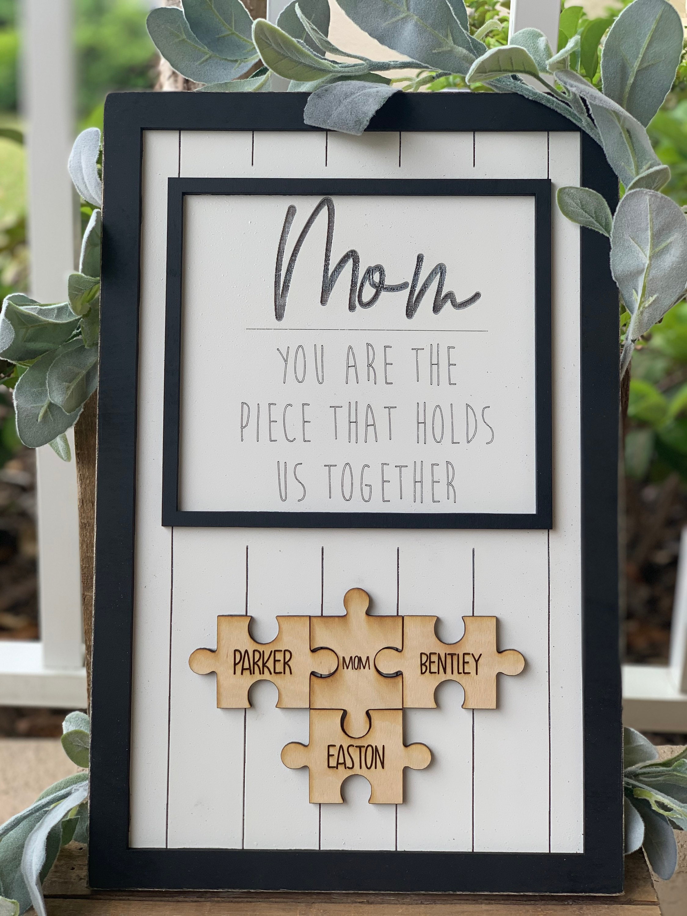 Mothers Day personalized sign puzzle pieces puzzle mom | Etsy