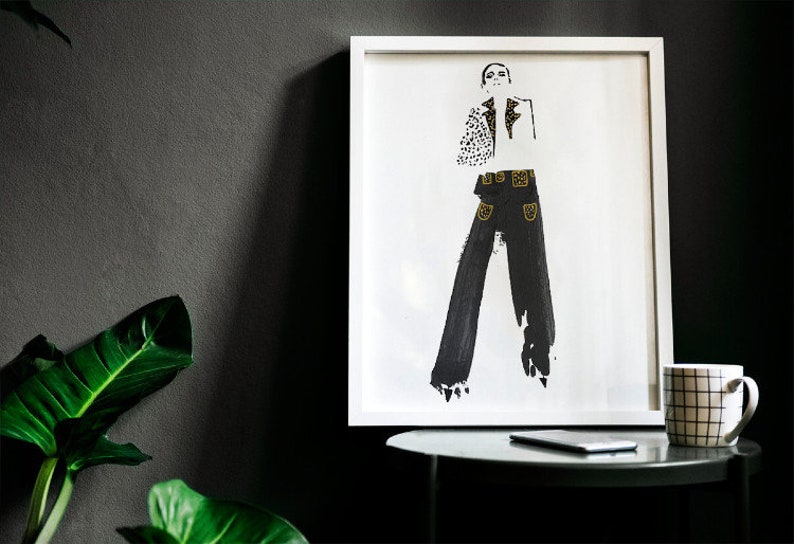Acrylic Painting Gift Fashion Illustration-Fashion Illustration Print-Girly wall art-Fashion wall decor-Fashion Sketch Fashion Painting