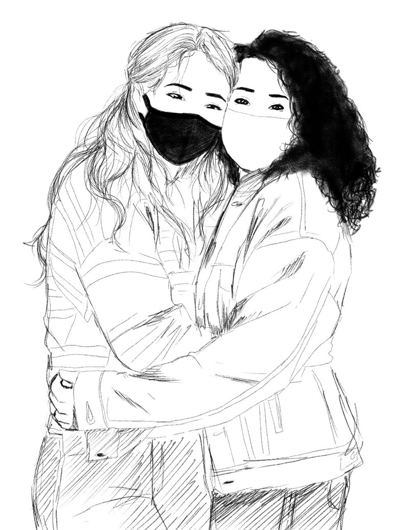 Two Subject Full Body Line Art Commission Etsy