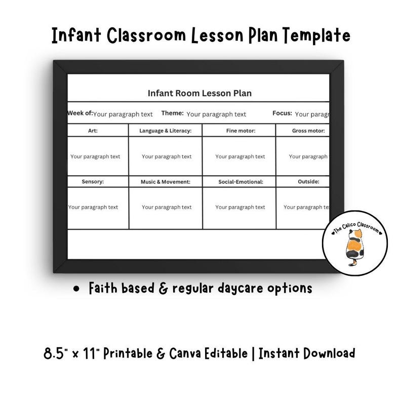 Infant Classroom Lesson Plan Editable Canva Template for School Daycare ...