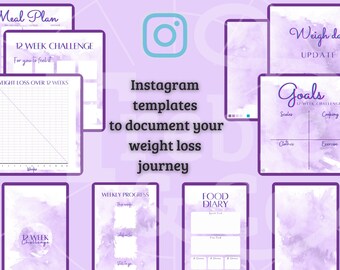 Instagram Weight Loss Trackers, Diet Charts, Templates, Digital Download