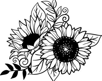 Sunflower Coloring Etsy sunflower coloring etsy