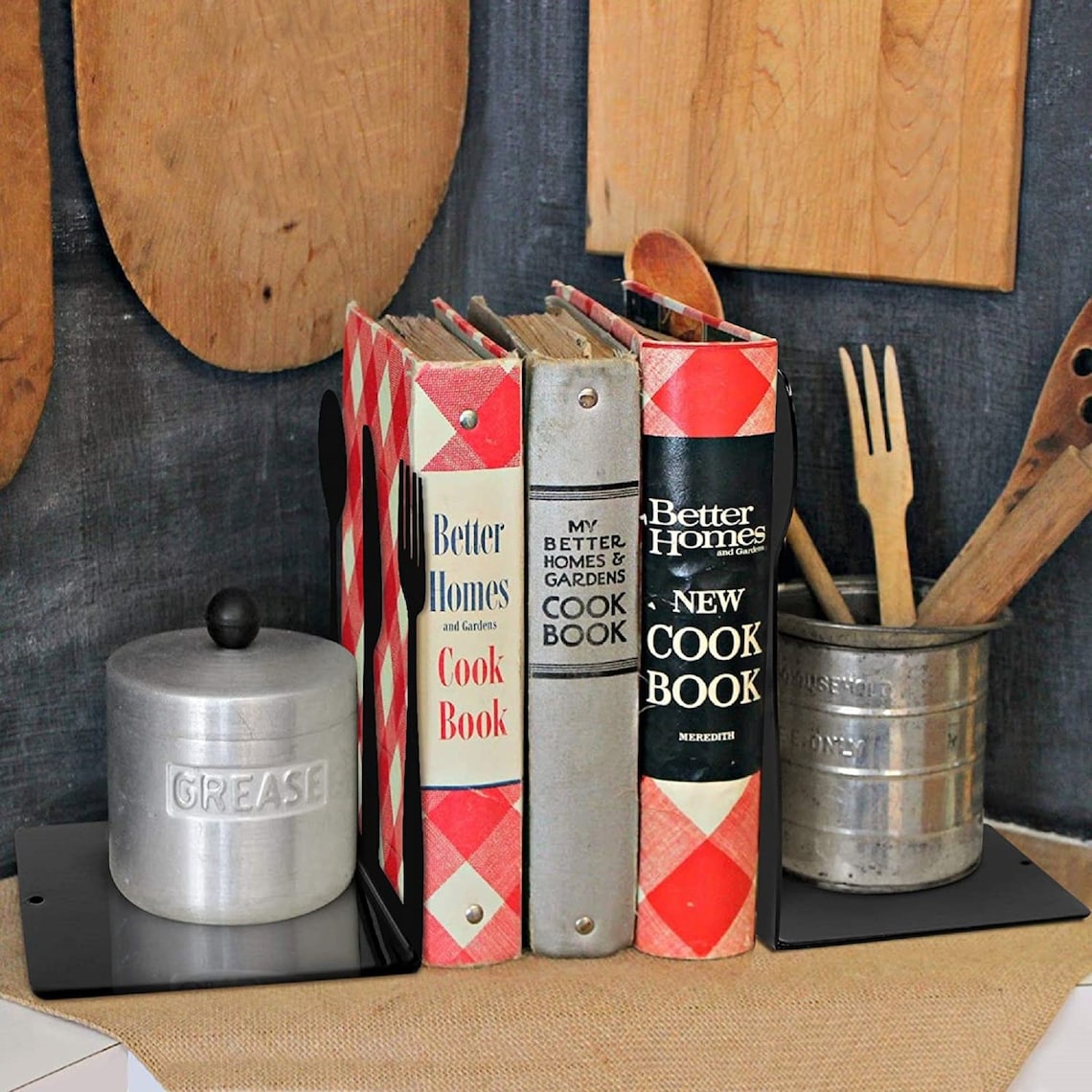 Cookbook Bookends Fork Knife Spoon Bookend Cute Bookend for Etsy