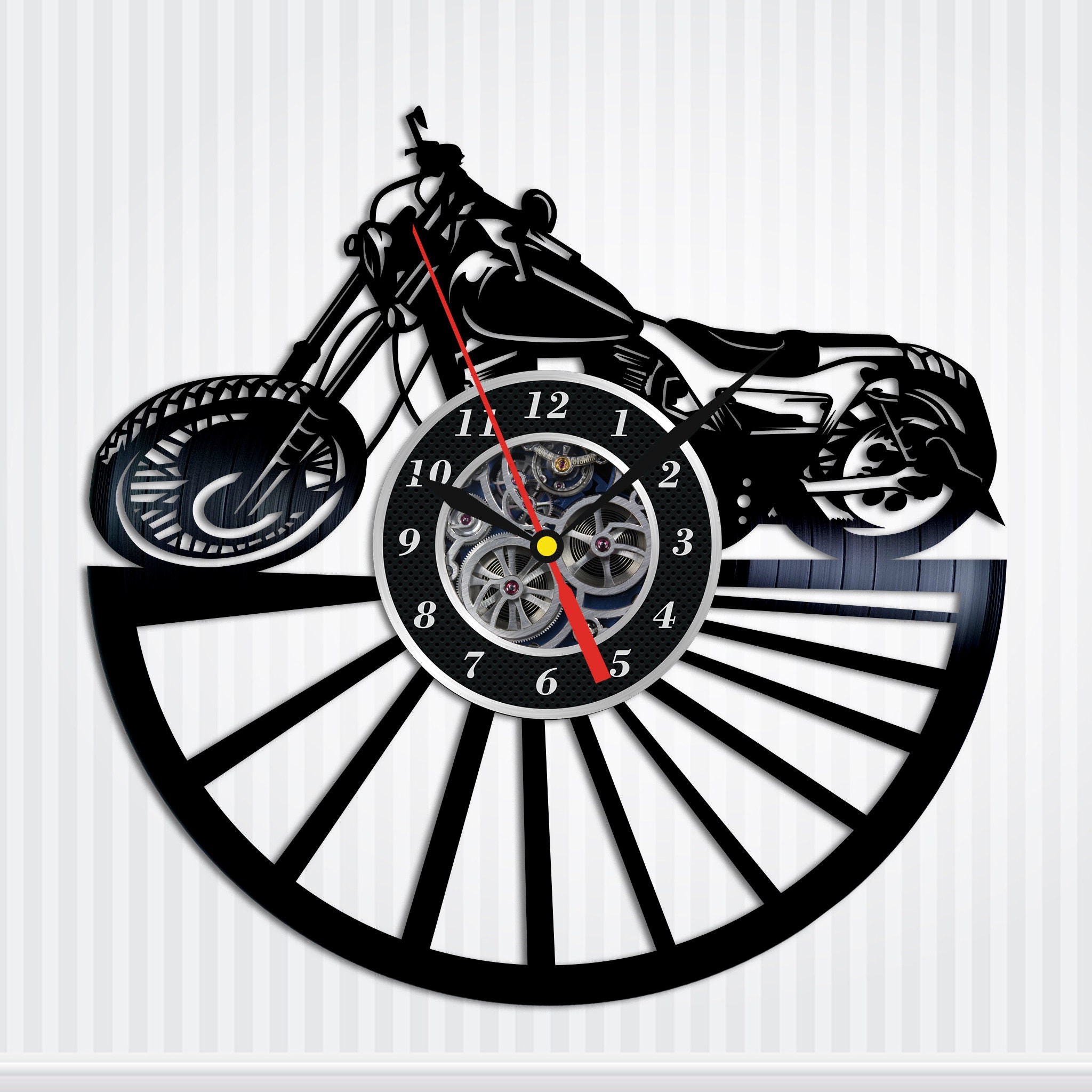 Motorcycle Vinyl Clock Harley Motorcycles Wall Art Harley Etsy