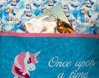 Child's Reading Pillow, Unicorn Reading Pocket Pillow, Nursery Decor, Child's Travel Pillow