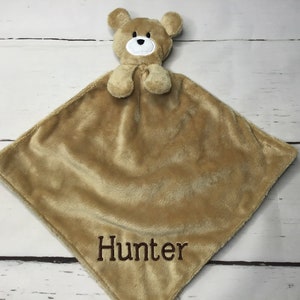 Personalized Bear Baby Blanket Lovey, Custom Baby Gift, Bear Lovey, Personalized Baby Security Blanket, Newborn Baby Gift