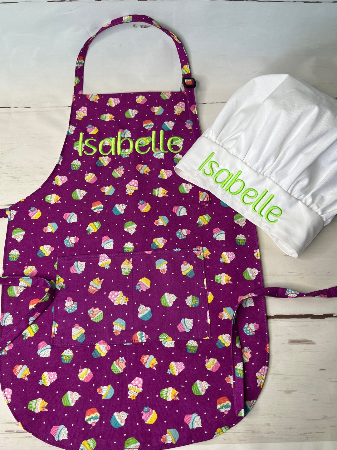 Child's Personalized Apron and Chef Hat Set, Boy or Girl Apron and Chef